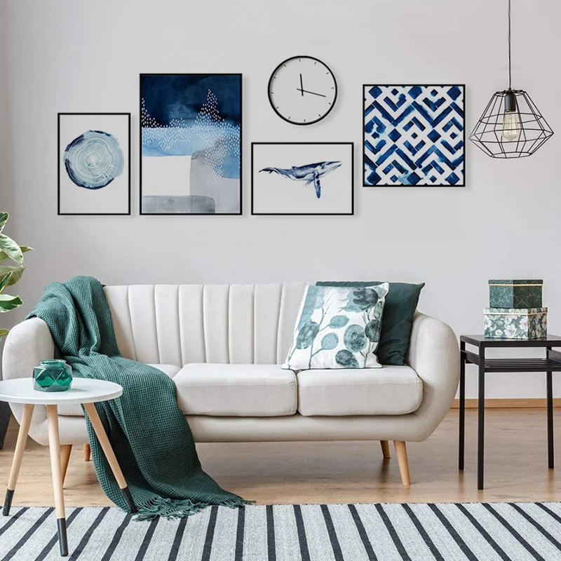 OEM ODM Modern Home Decor 300gsm Polyester Blue Paintings Art On Canvas