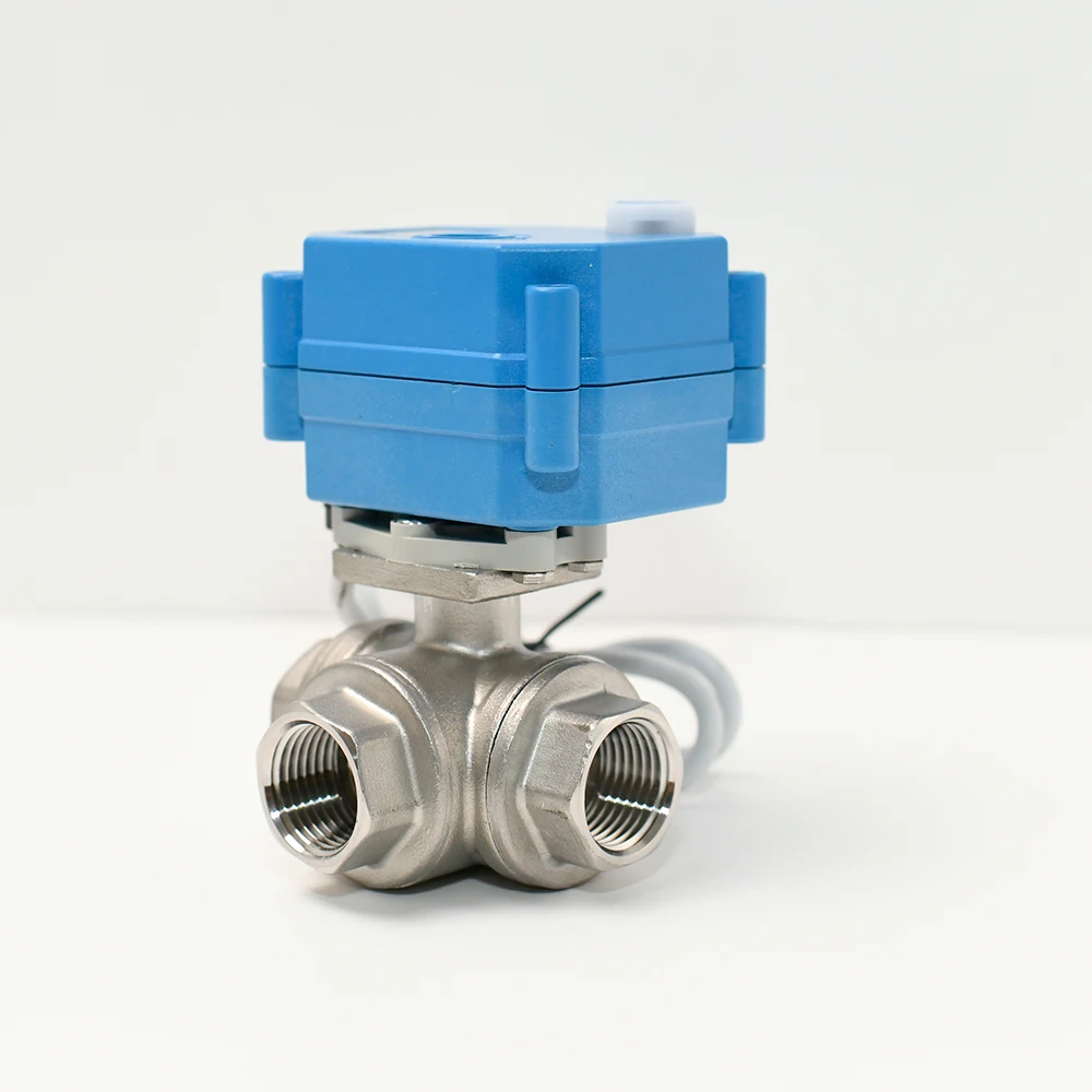 3 Way 1/2  DN15 L Port 12v 24v Stainless Steel Electric Motorized Ball Valve