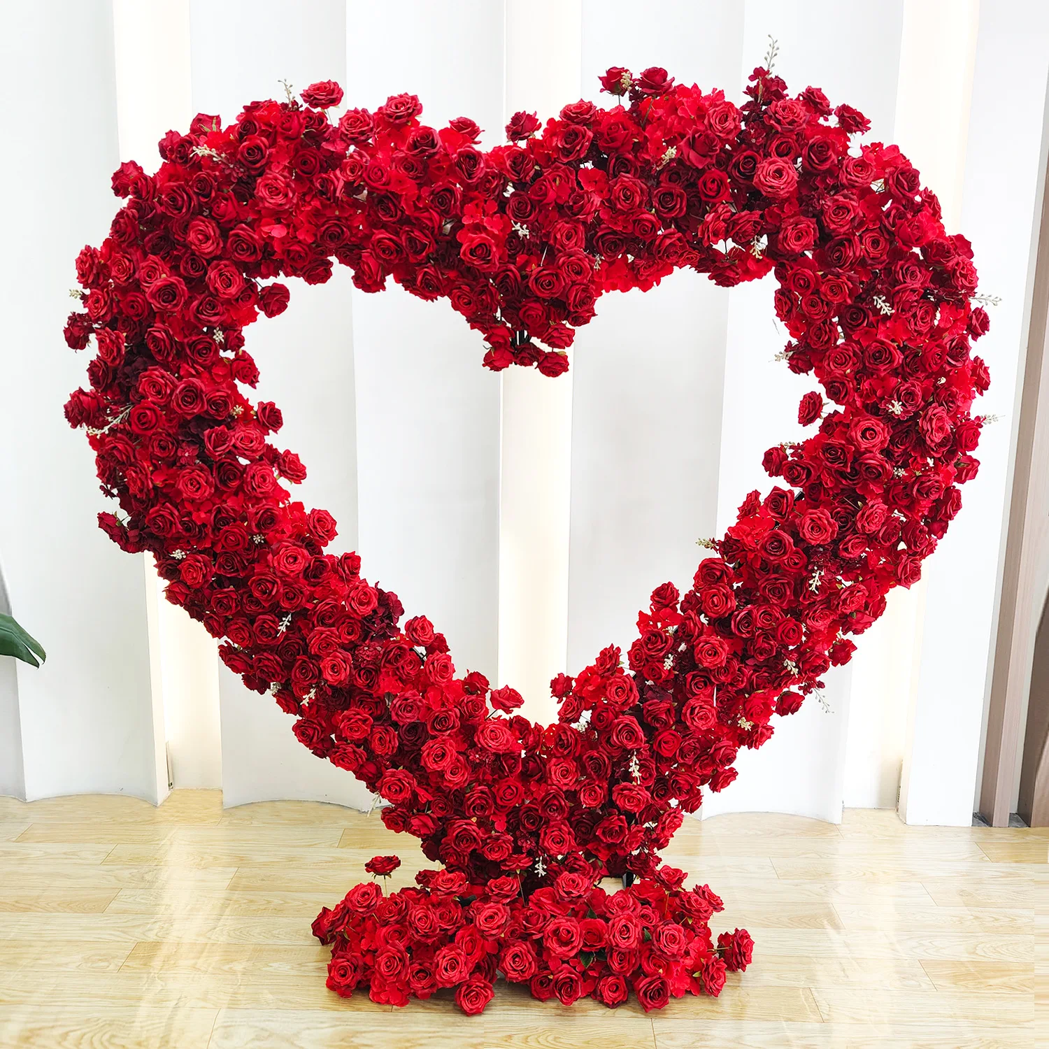 2m Red Heart-Shaped Floral Arch Decoration Cross-Border Wedding Stage Background Arrangement Christmas Fake Silk Flowers