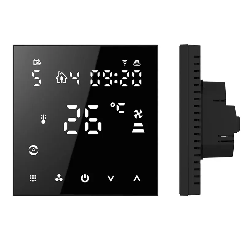 Touch Screen Black White HVAC System Thermostat 3 Fan Speed Temperature Controller WiFi Smart FCU Thermostat