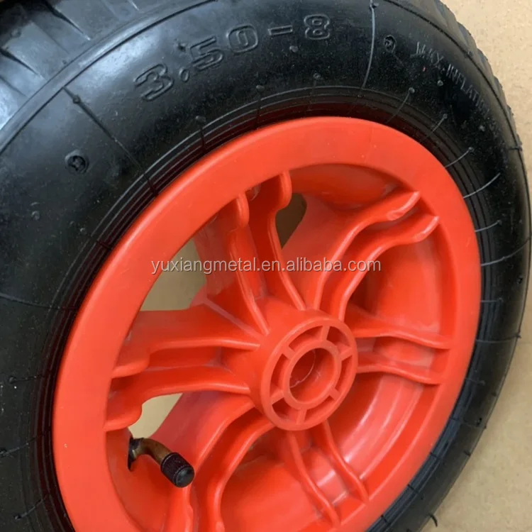 3.50-8 pneumatic wheel with plastic rim for wheelbarrow