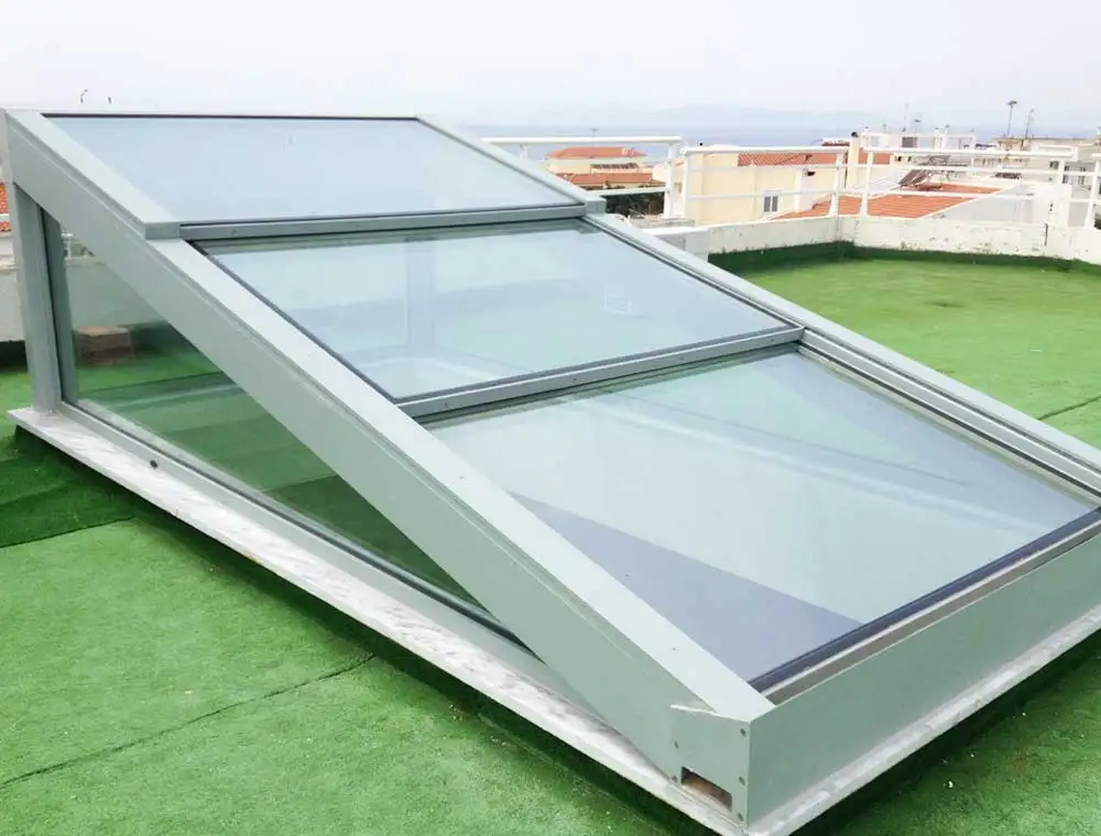 Aluminum Profile Motorized Smart Retractable Skylight Intelligent Sliding Opening Skylight Blinds Screen Roof Window