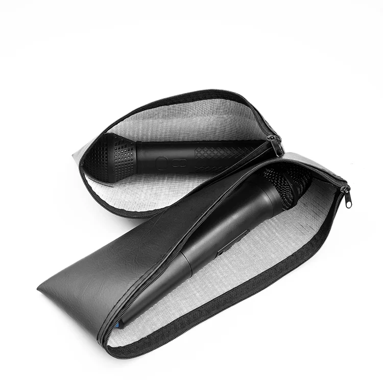 Factory Supply Cheap price Microphone Storage Bag Portable Song Travel Carrying Pu Leather Bag Black- Customize LOGO