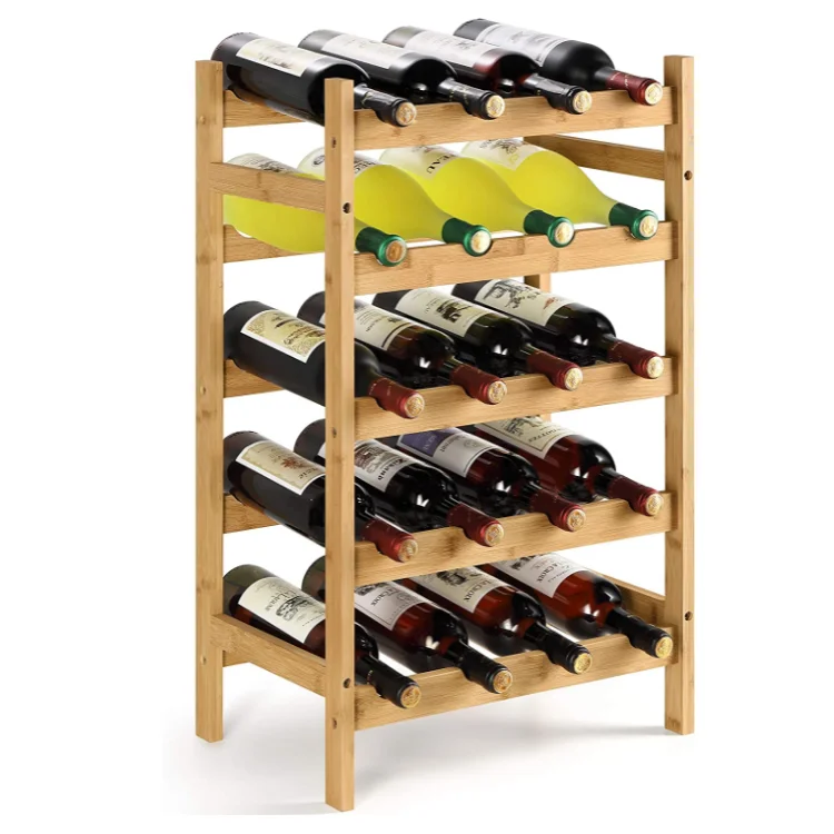 bamboo wine rack freestanding wine storage shelf display stand perfect for home living room kitchen bar