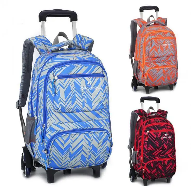 Junior High School Student Trolley Bag 6-9 Grade Six-wheel Climbing Stairs Detachable Trolley Backpack