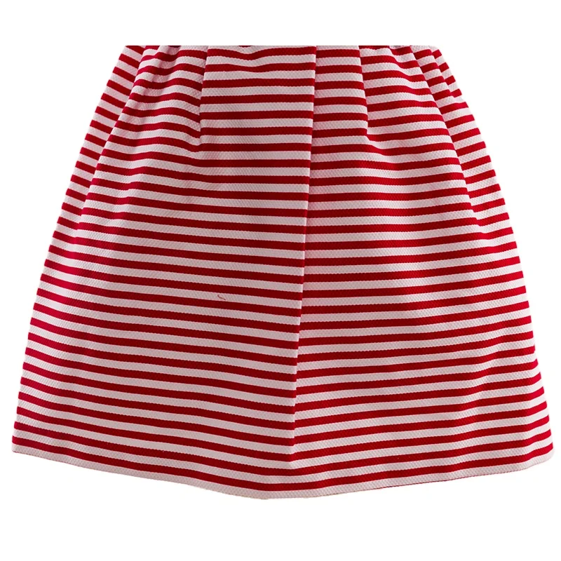 Finalz Wholesale Summer kids woven red and white stripe polyester flowers Sleeveless girls dress