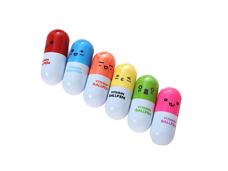 
Lovely Kawaii Pill Shaped Ballpoint Pen Cute learning stationery Student vitamin pill novelty pen 