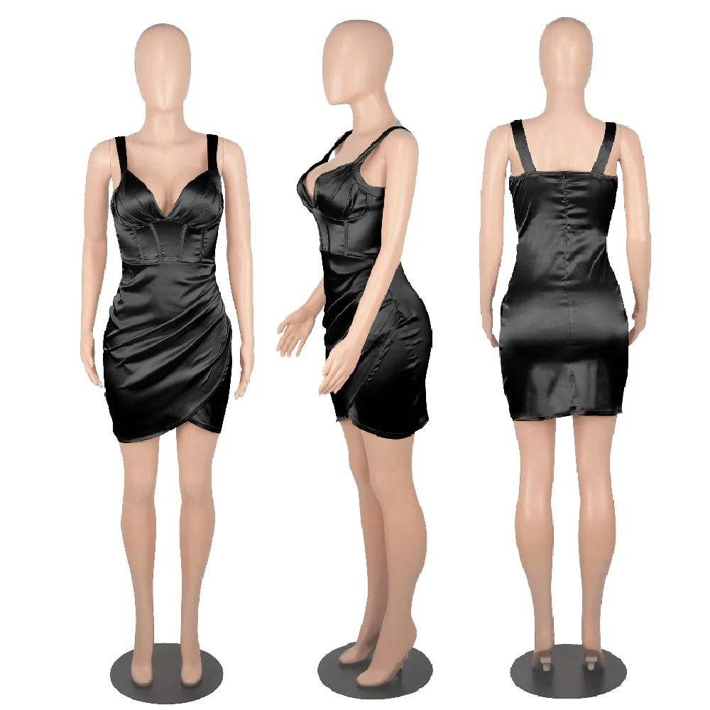 irregular satin short wedding dress women club wear silk satin sexy mini party dress