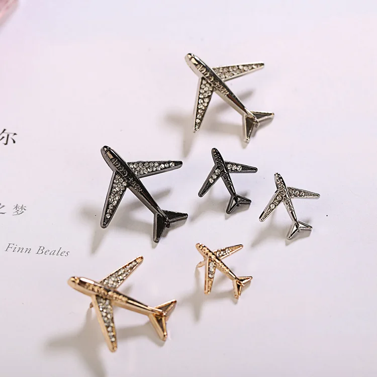 Gold Silver Brooch Small Lapel Clothes Badge Aircraft Jewelry Wholesale Brooch Pin