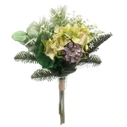 China Supplier Artificial Flower Decoration 34cm Poppy Pine Lvs Spray Bundle Wedding Bouquet  For Wedding Christmas Xmas