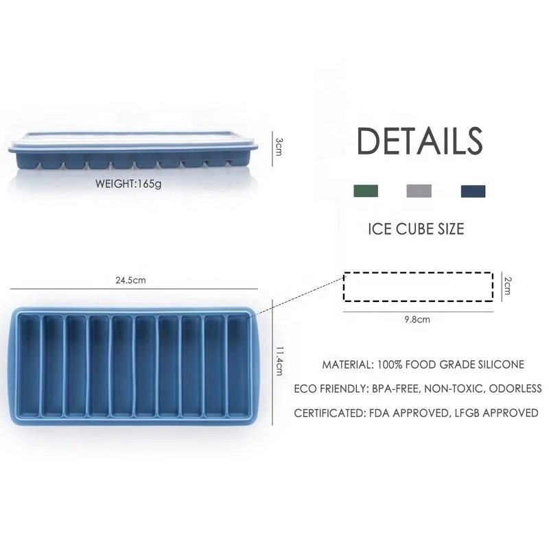wholesale Rectangular Ice Tray Silicone Mold DIY Home Ice Cubes Making Food Grade Silicone Mold Ice Cubes Making Tool