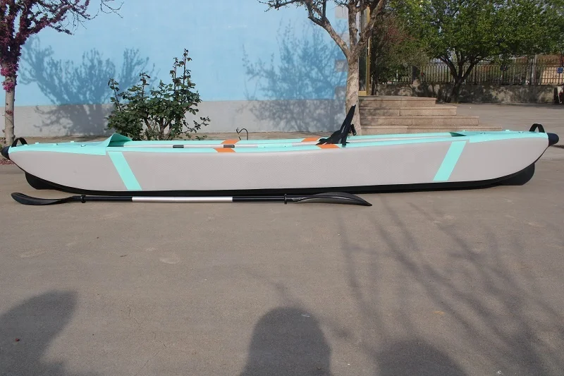 Inflatable Drop Stitch PVC 2 Person Fishing Kayak with adjustable footrest