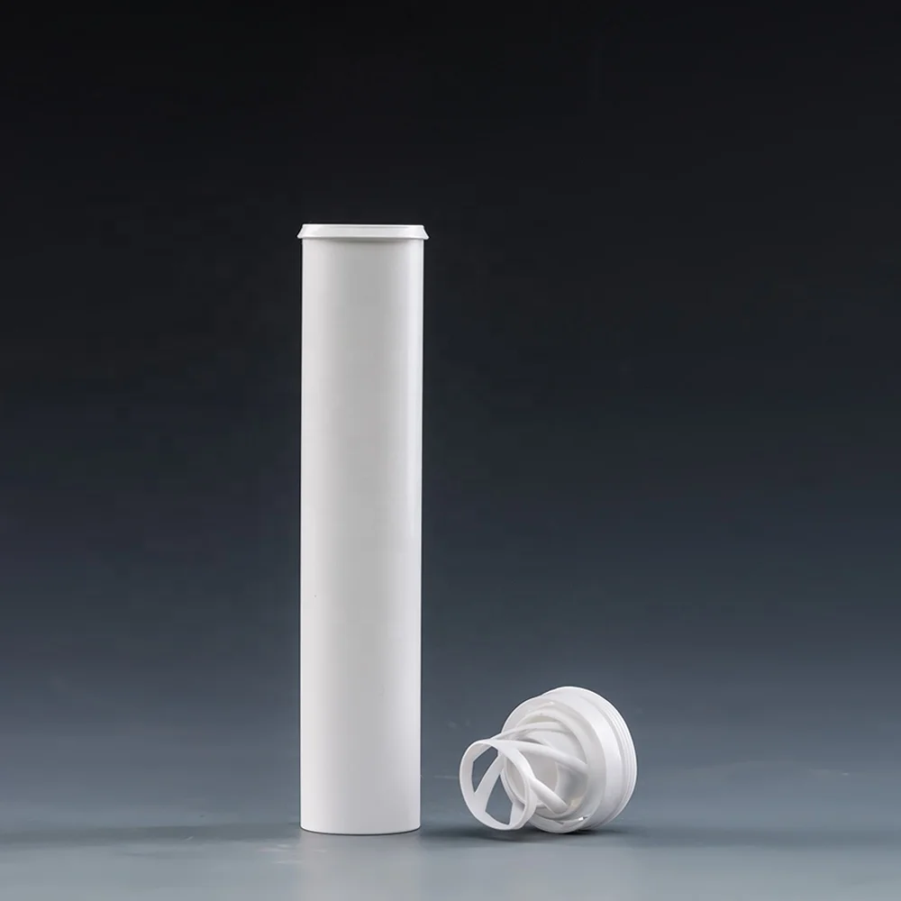 empty round custom white small oem salt electrolyte drink effervescent tablets packaging tube with desiccant cover