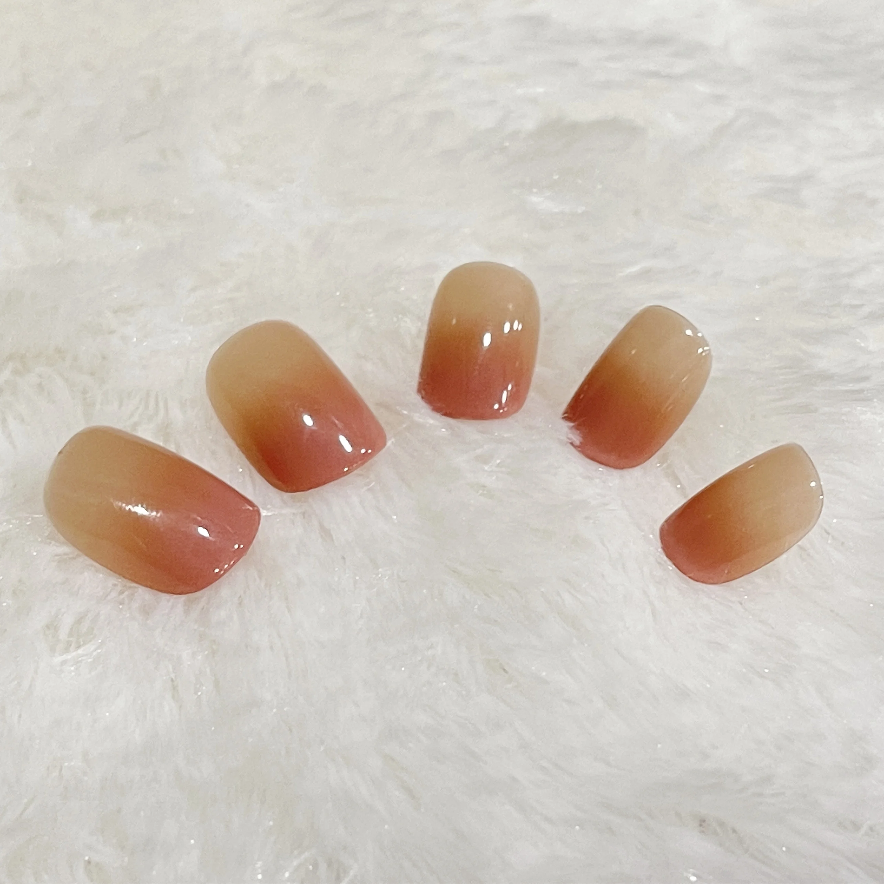 Peach ombre natural breathable nails full cover high quality design box packaging nail tips