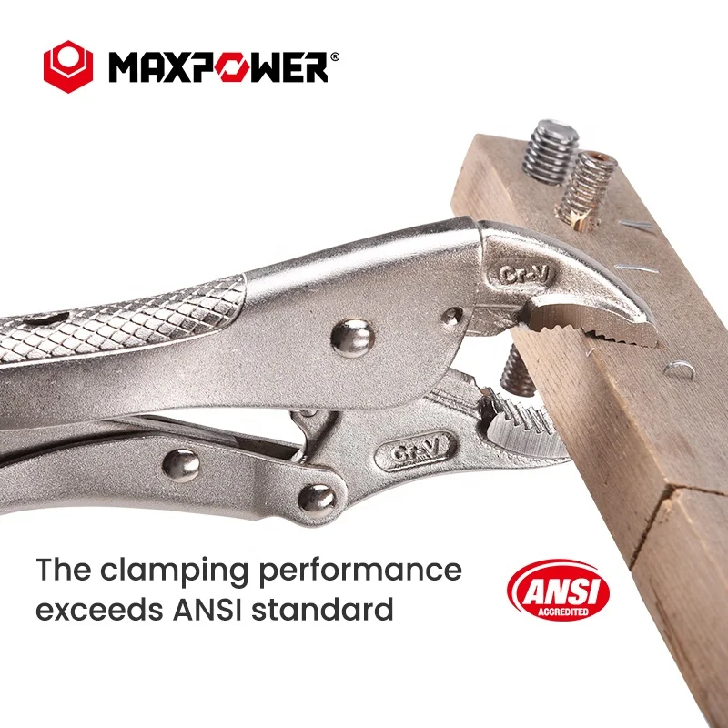 MAXPOWER Workshop Work Vise Grip Clamps 10in Locking Pliers Curved Jaw