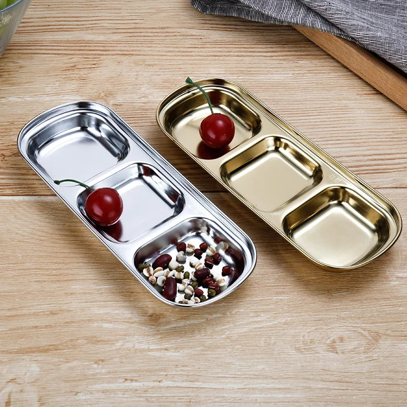 Нержавеющая сталь для японских суши небольшой разделены приправа блюдо погружения блюдце для соевого соуса