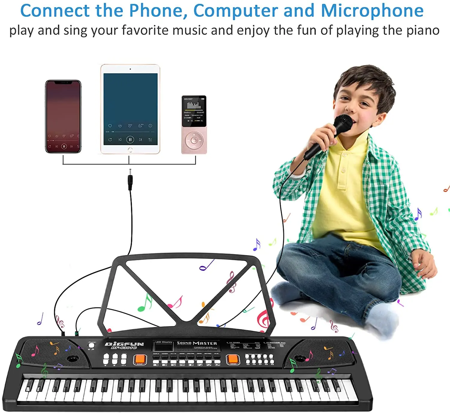 Keyboard Electronic Organ Piano Rechargeable 61 Keys Piano Keyboard Promotional Toy Gift Portable Digital Piano Keyboard Musical