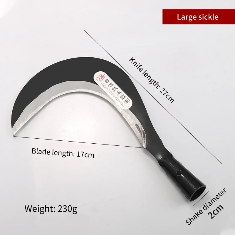 Agricultural steel handle sickle Rice harvester long handle grain weeding sickle wholesale grass sickle
