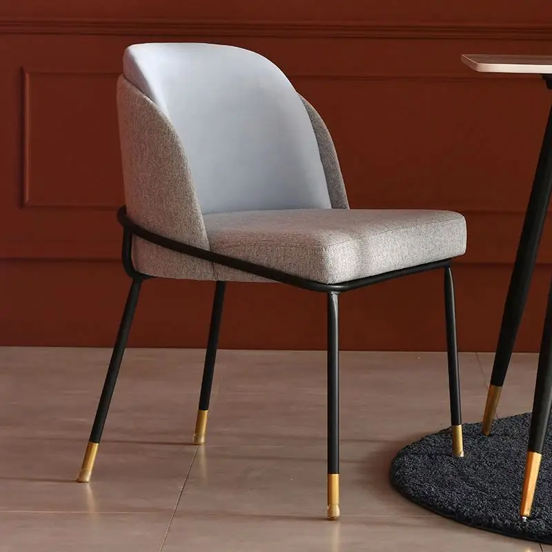 
Nordic light luxury chair family dining room simple modern casual metal chair dining 