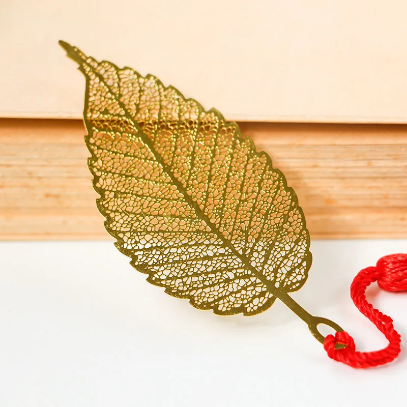 Metal Material And Etching Technique Custom Leaf Cut Out Gold Plated Brass Bookmark Custom Metal Bookmark