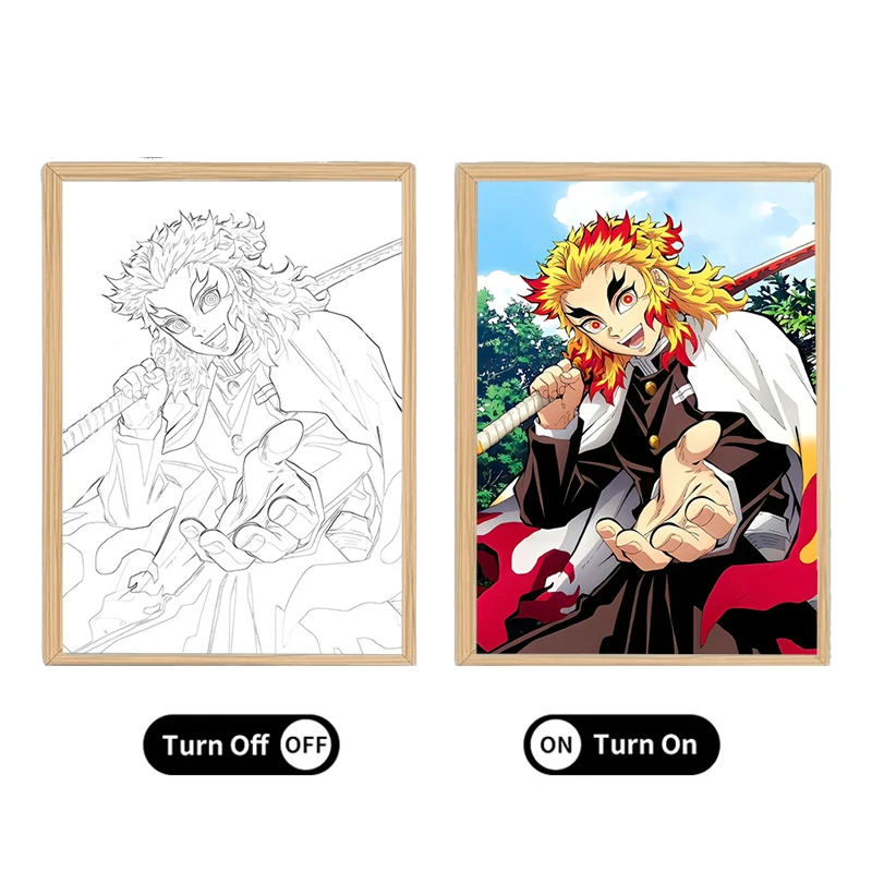2024 New Fashion Nightlight 3d Painting Anime Demon Slayre Cartoon Luminous Picture Poster Home Decoration Collection Paintings