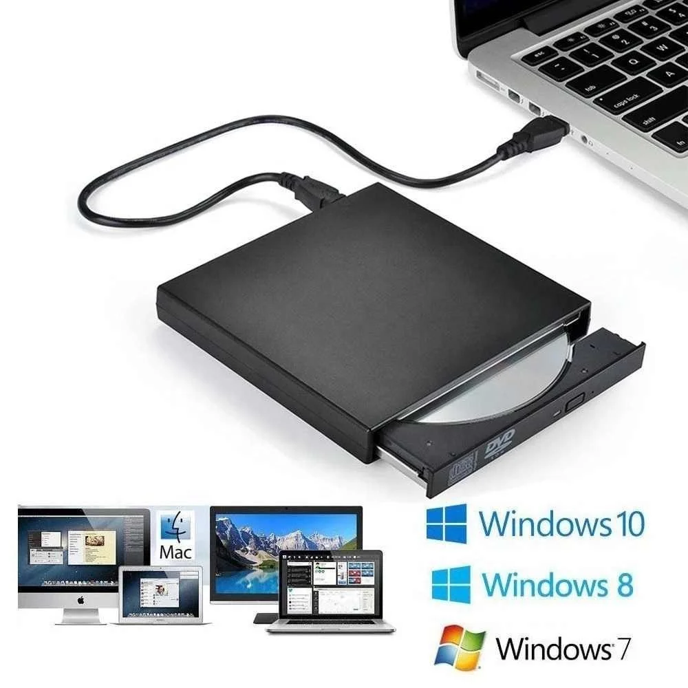 Slim External Optical Drive USB 2.0 DVD Combo DVD ROM Player CD-RW Burner Writer Plug And Play For Macbook Laptop Desktop PC