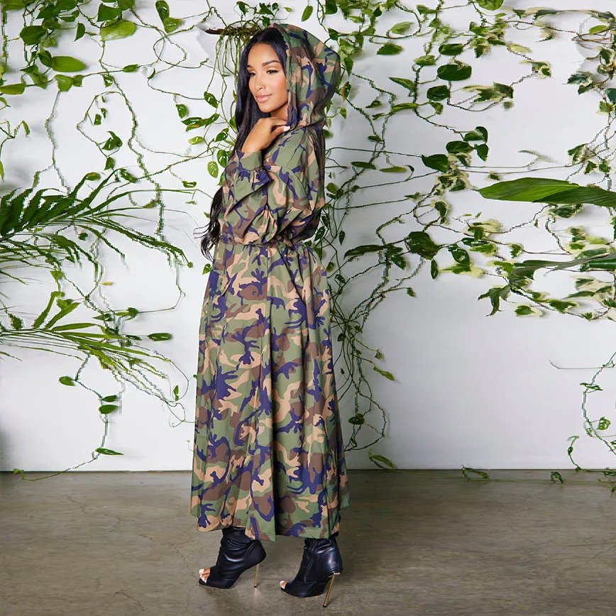 Fashion 2022 New Trends Fall Winter Women Coat Long Camouflage Printed Long Sleeve Wind Proof Hoodie Jacket For Women