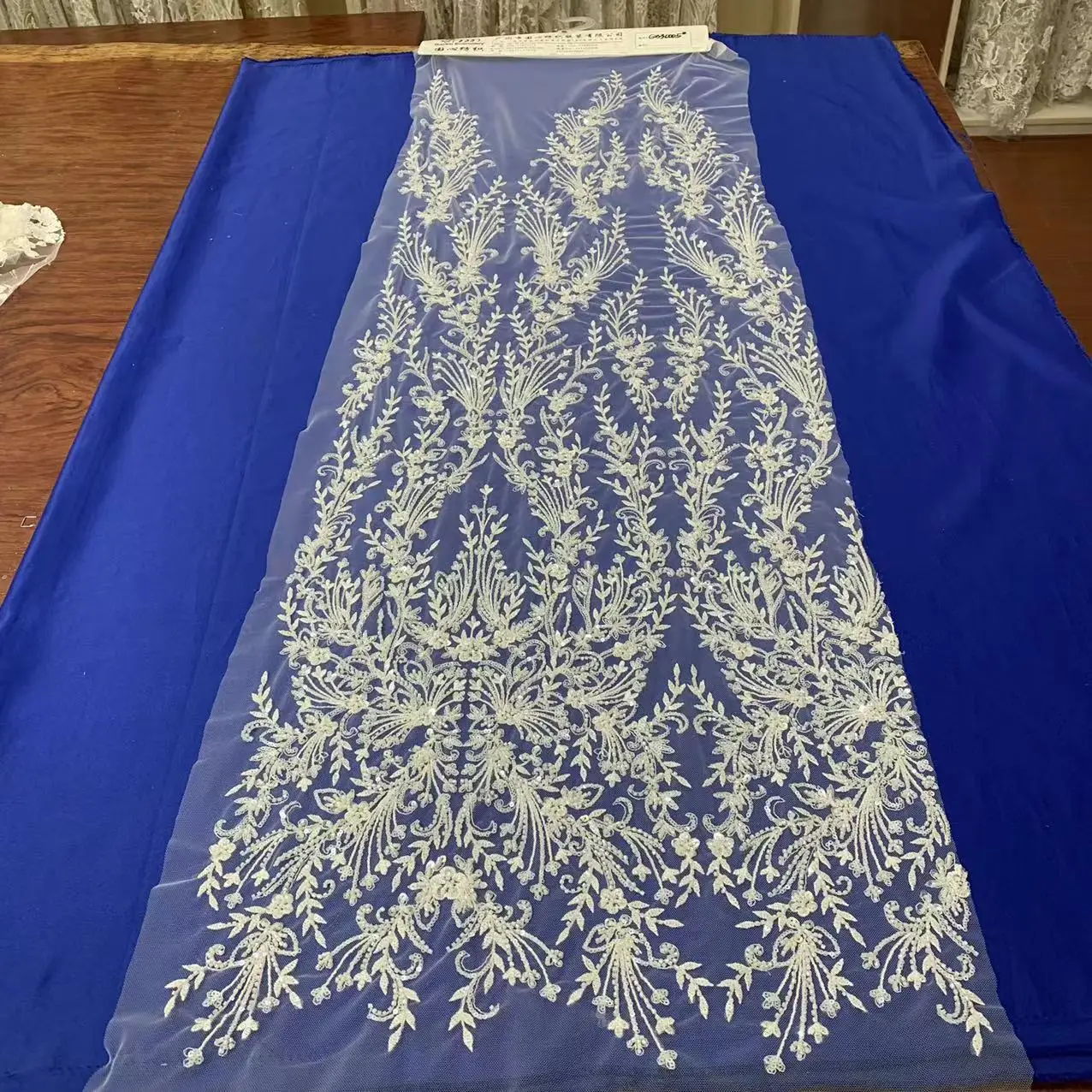 High quality factory price  2023 embroidery lace machine bead and sequins for wedding dress and evening dress
