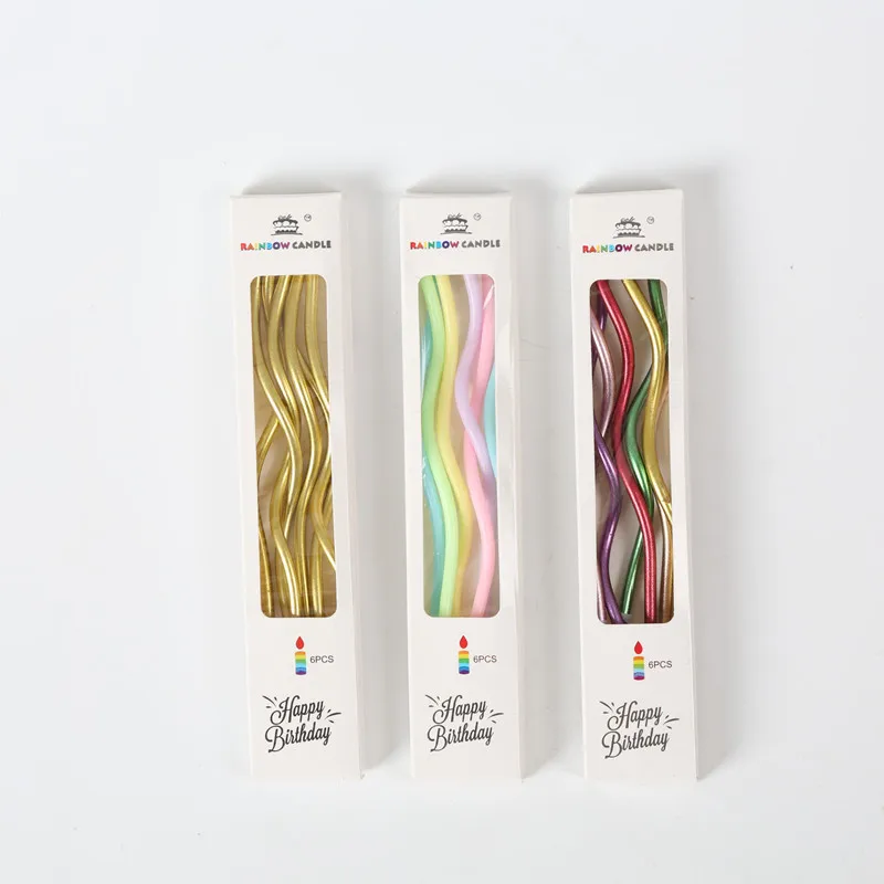 Hot Sale 6 pcs/bag Spiral Wavy Birthday Candles  for Cake Decoration Cake Topper Decoration Candle