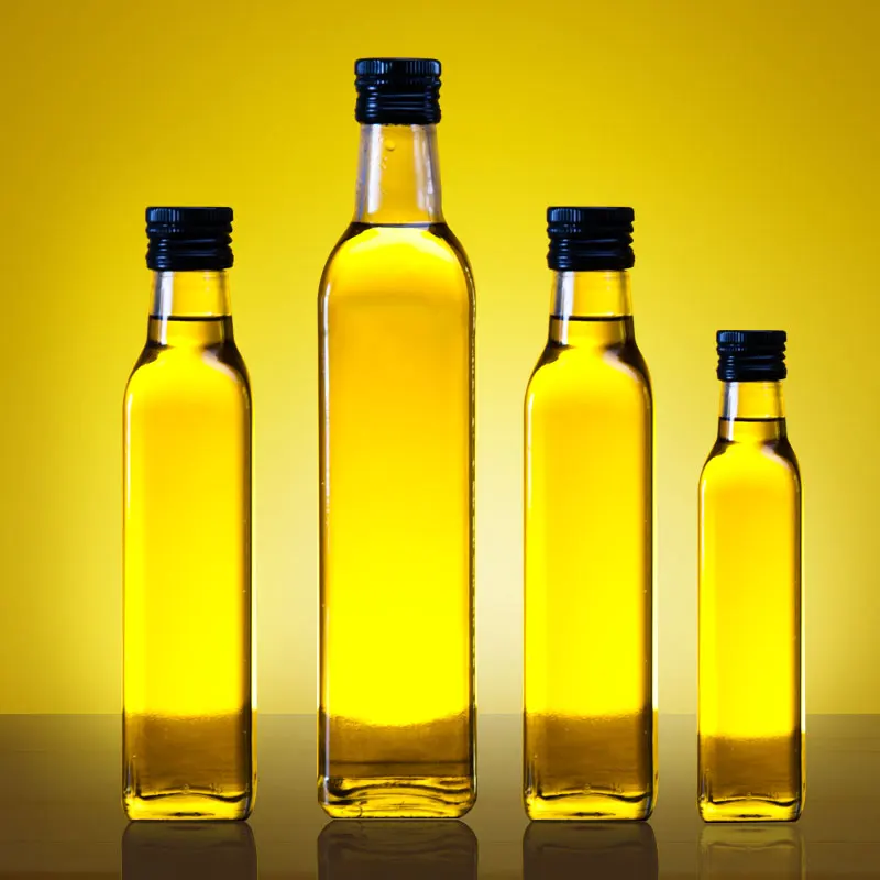 1000ml square green color bottle packaging olive oil bottle 1 liter with screw cap