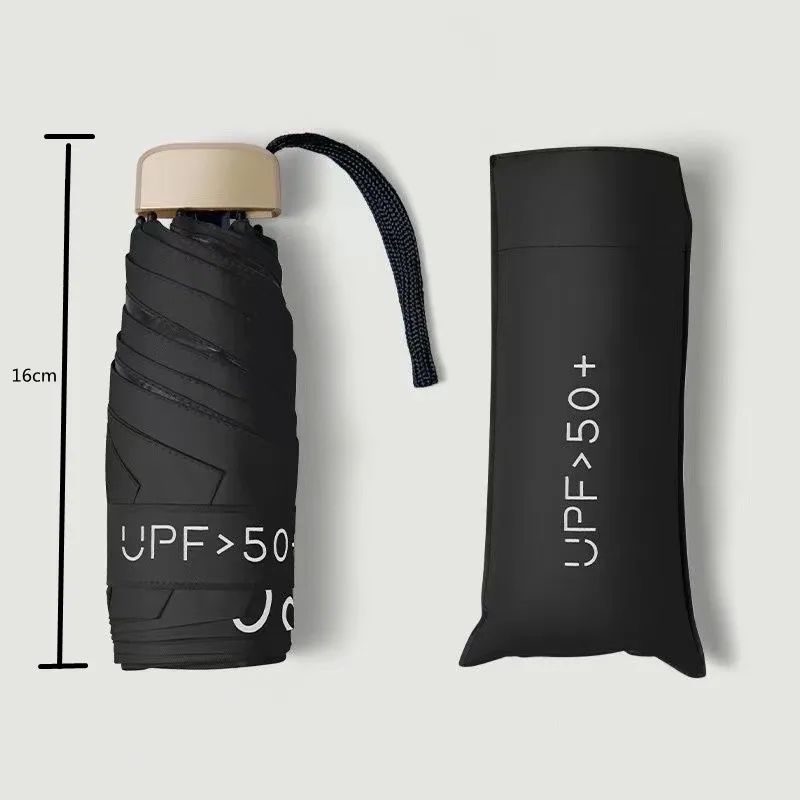 5 fold mini uv pocket small black umbrella of Small capsule Umbrella  pocket with logo  as same as  phone