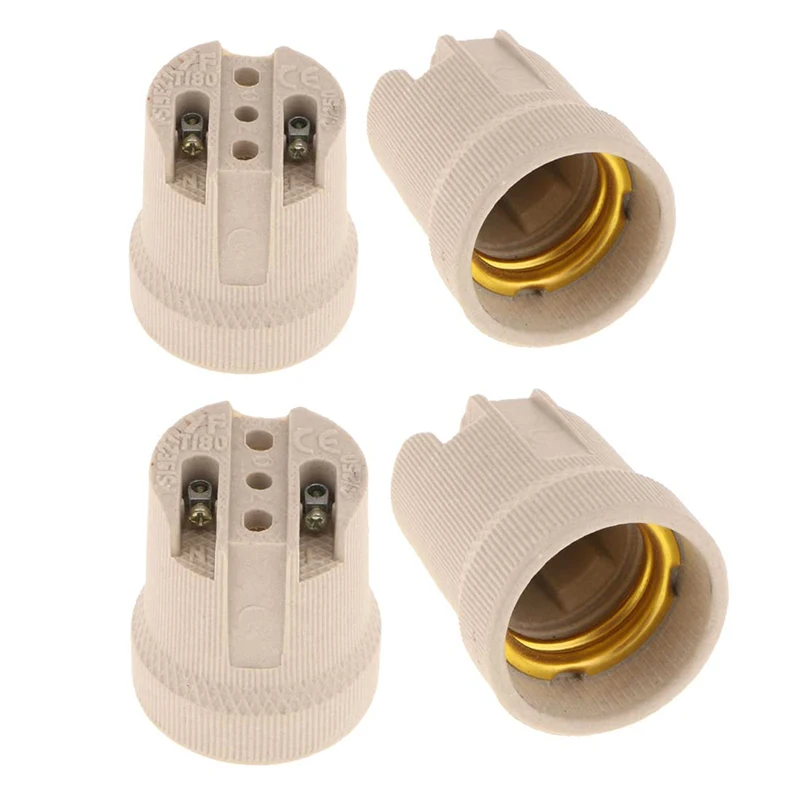 Wellsdiy 4A 250V F519 Ceramic Lamp Socket  E27 Porcelain Lamp Holder edison screw fitting light base from Manufacturer