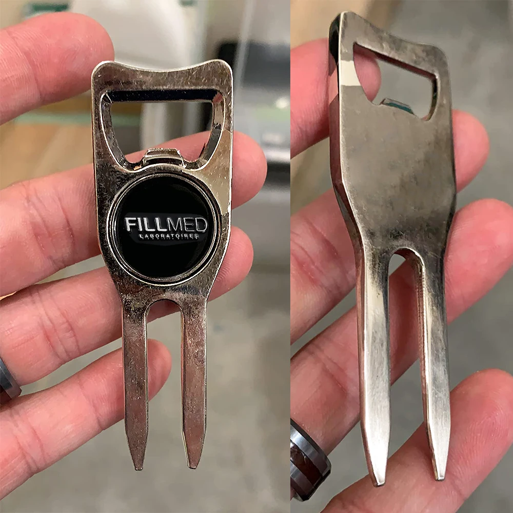 High Quality Custom Logo Design 2D 3D Die Cast Zinc Alloy Pocket Multi Use  Golf Divot Repair Tool Bottle Opener Keychain