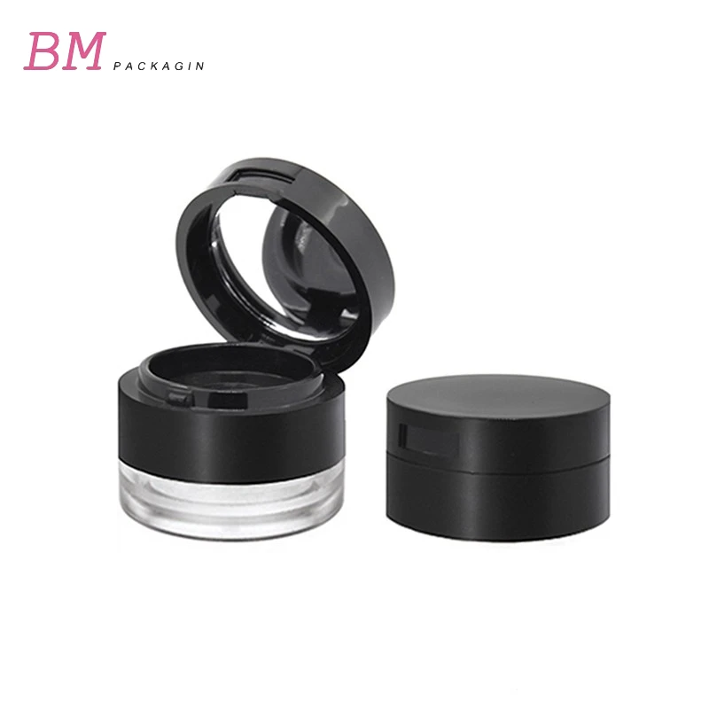 plastic mini clamshell 2g 4g round empty cosmetic packaging loose powder case with mirror