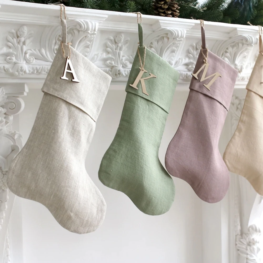 Wholesale Handmade Santa Gift Socks Pure Color Sublimation Christmas Stocking Luxury