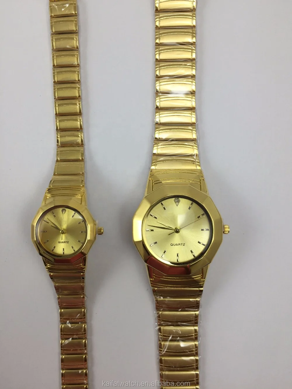 Luxury quality business men and women gold plated stainless steel wristwatches with calendar watch movement