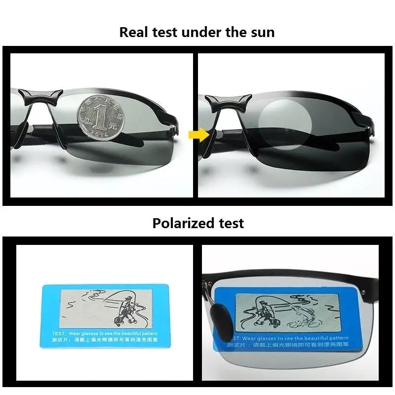 Luxury Men Photochromic Polarized Glasses Driving Chameleon Male Change Color Day and Night Vision UV400 Eyewear