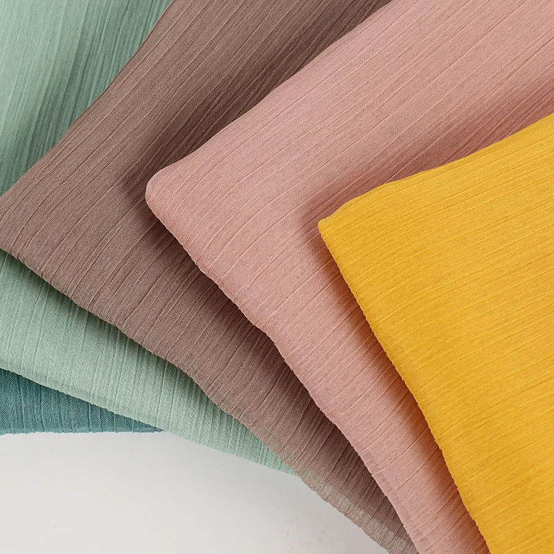 Shiny Silk Crinkle Crepe Georgette Chiffon Organza Fabric for Making Dress 70gsm Soft Polyester fabric