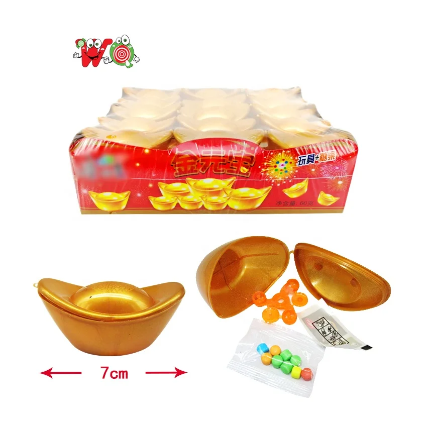 Gold ingot shaped box candy toys inside candy sweet