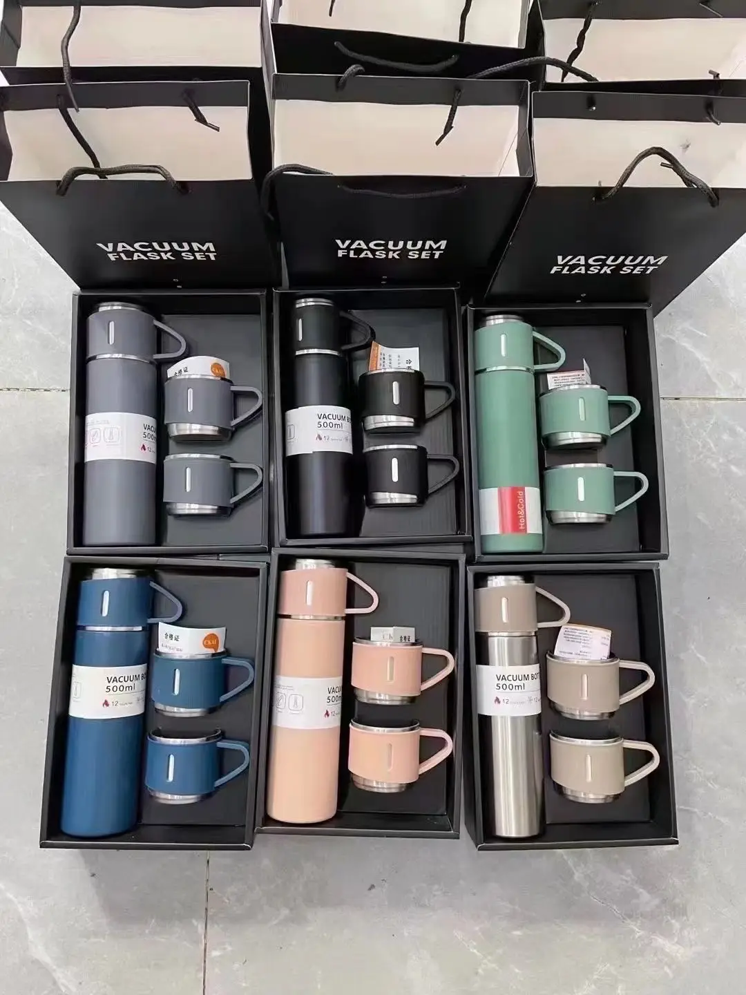 Business Custom Gift Set 500Ml Thermos Bottle Vacuum Cup Set Stainless Steel Coffee Cup With Lid