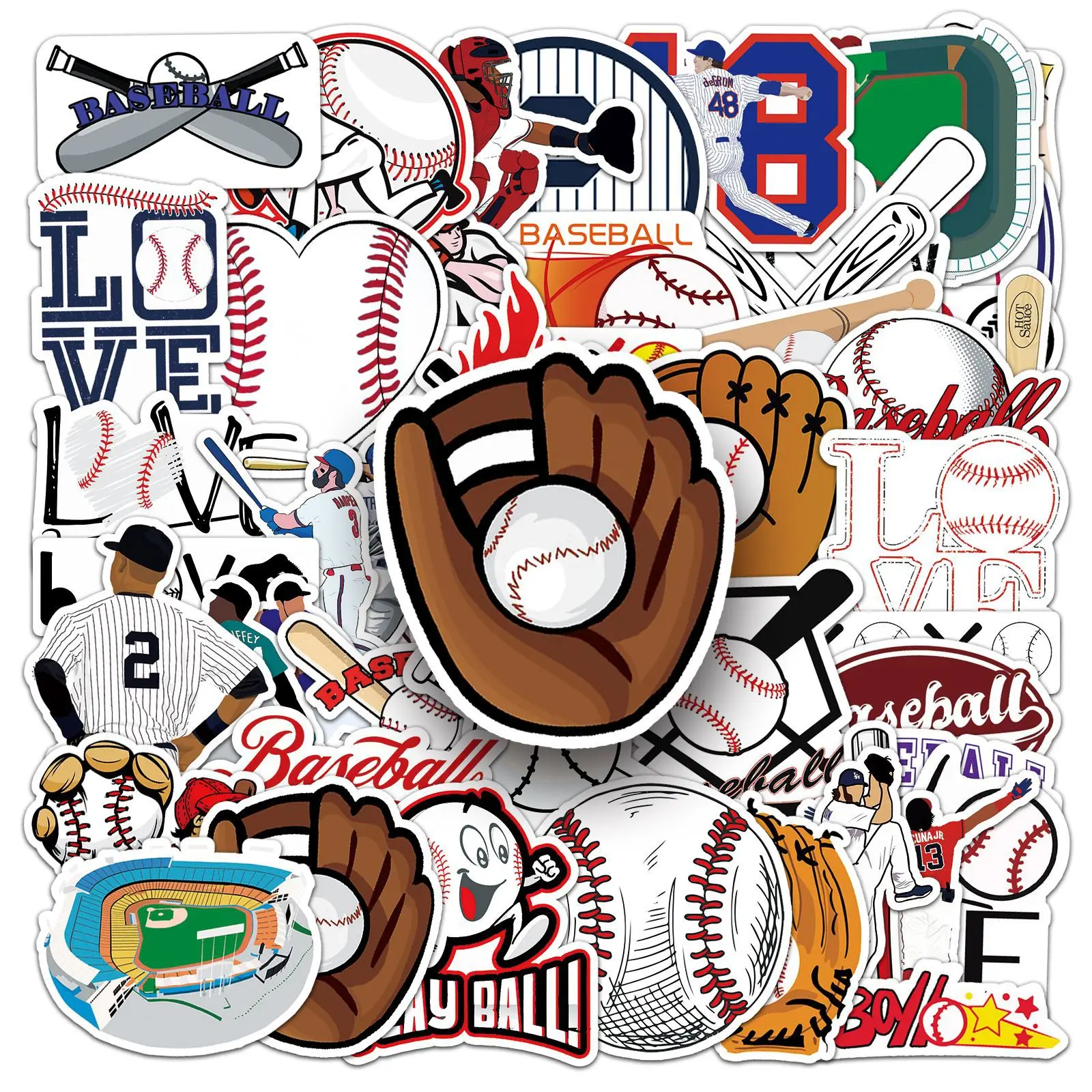 50pcs cartoon baseball graffiti stickers decorate guitar suitcase waterproof stickers wholesale