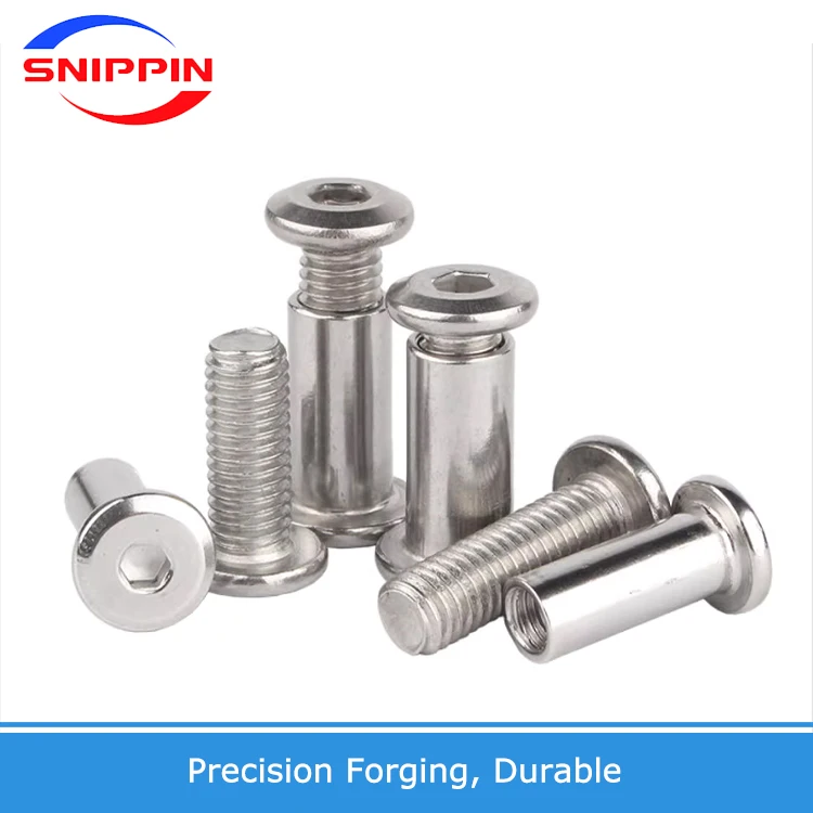304 Stainless Steel Hexagon Socket Screw Locking Splint Screw Nut Combination Album Butt Account Book Nail Edge Chamfer M2-M10
