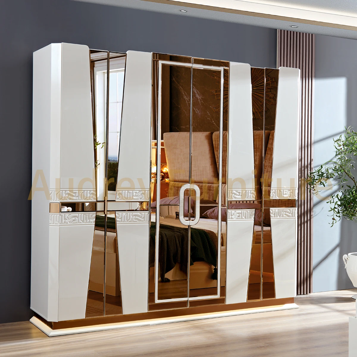 GC Modern Bedroom Luxury High-capacity Dressing Table Bedroom Furniture With Sliding Mirror