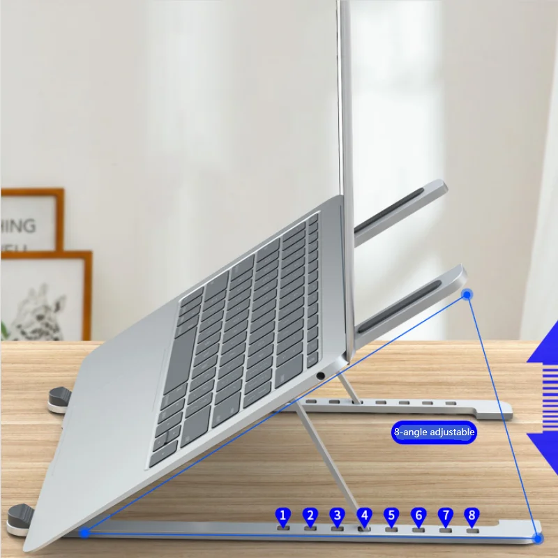 Boneruy Work From Home Office Desk Adjustable Foldable Aluminum Notebook Laptop