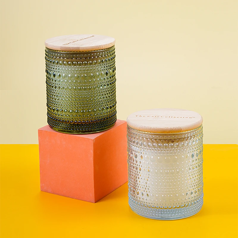 LA15P decorative holiday candle Custom relief velas Bamboo Lid long burning  Glass Jar soy candle manufacturers