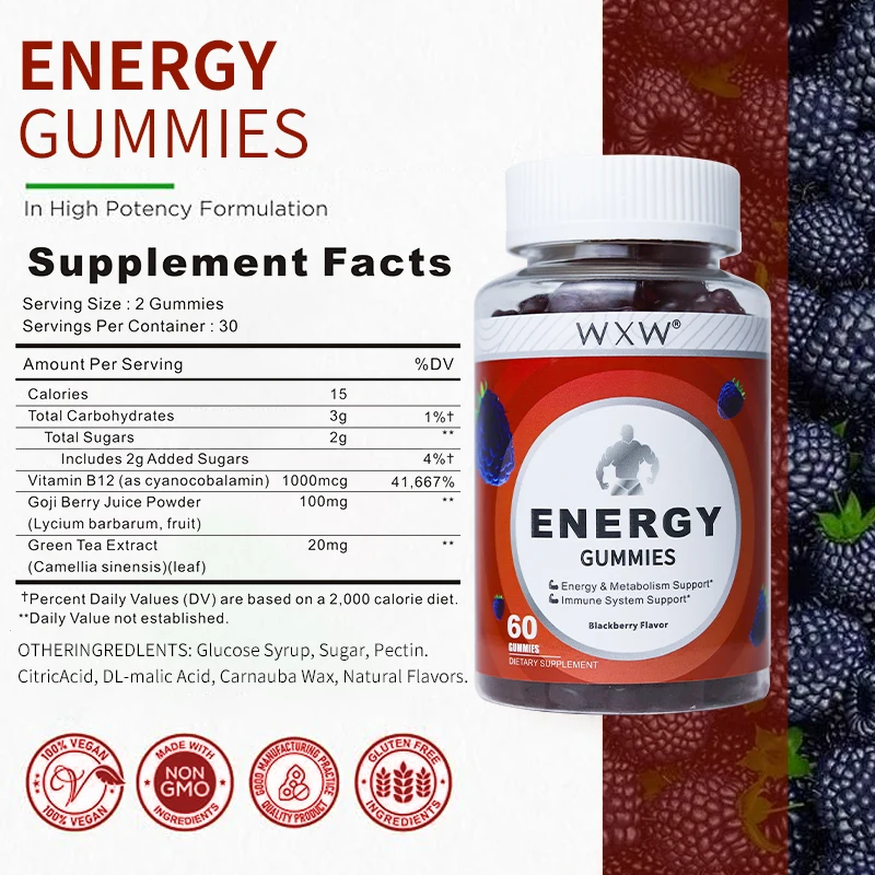 WXW Stock energy gummies Goji ягоды витамины добавка энергетическое средство для наращивания мышц Креатин мармеладный сахар без энергии фокус