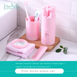 Travel Toothbrush Storage Case 7 In 1 Portable Wash Cup Toiletries Bathroom Set