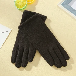Autumn and winter warm cashmere Korean version of students outdoor cycling ladies gloves