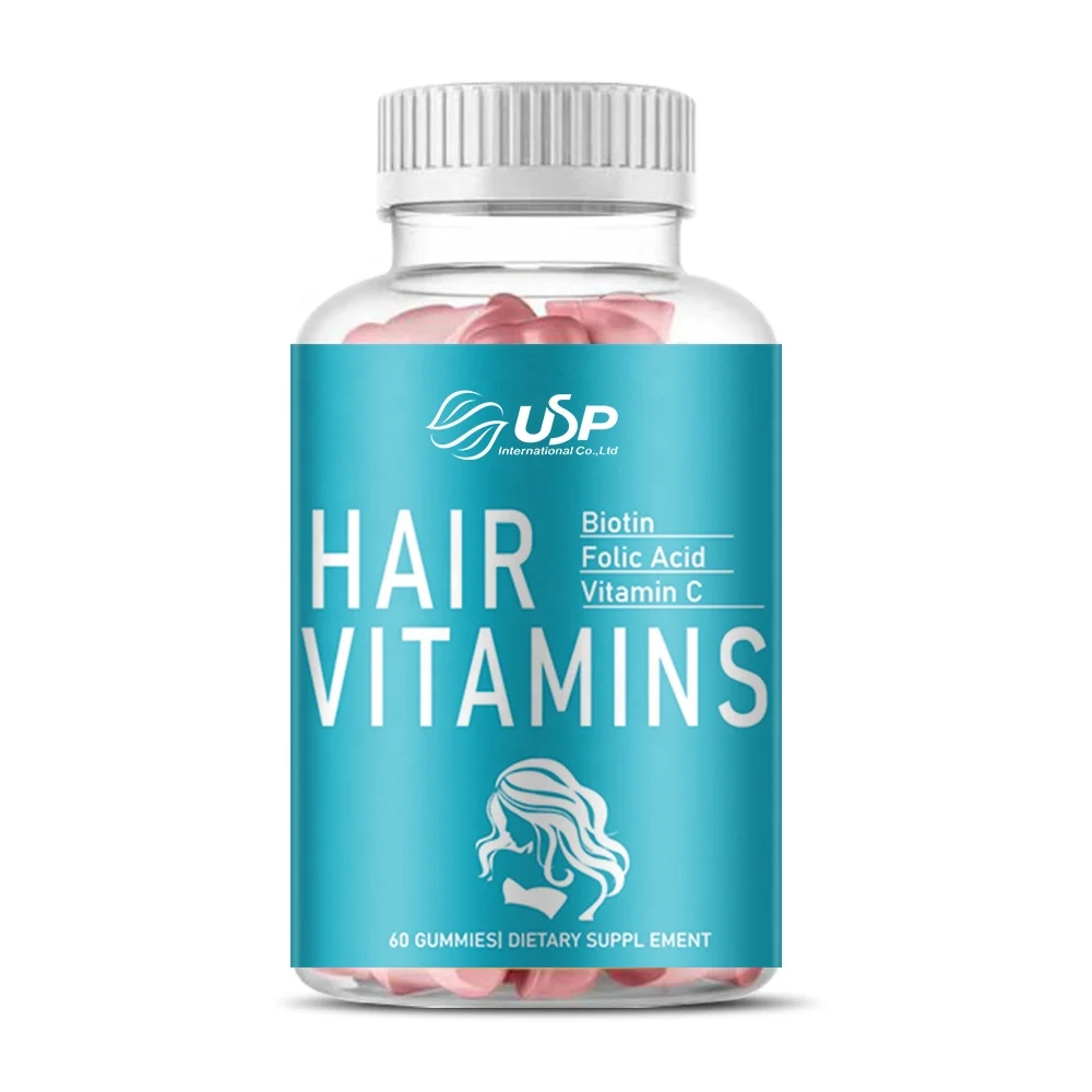 Biotin Hair Nails Skin Glow Whitening  With Vitamins b3 C E Gummies Capsule with Private Label