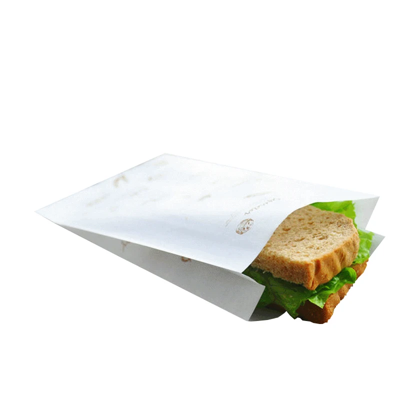 Recyclable custom flexography logo donut bread Chicken steak snack oil-proof paper bag White kraft paper food bag